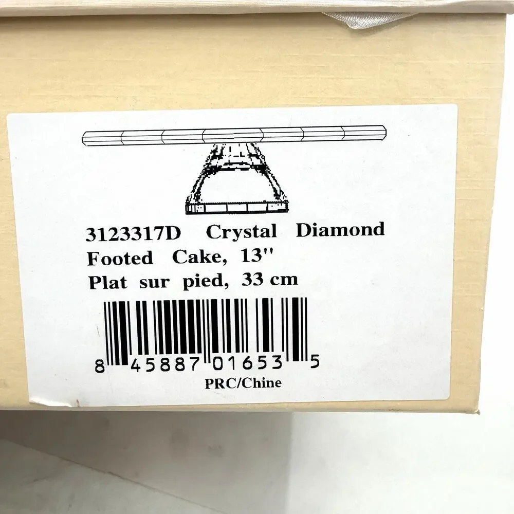 Oleg Cassini Crystal Diamond Footed Pedestal Cake Stand 13